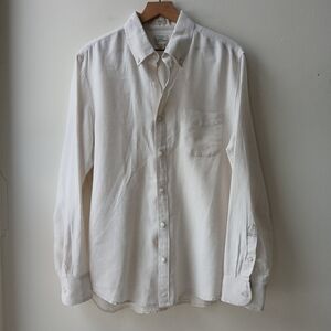 J. Crew Irish Linen Button Front Shirt Natural Men's Large